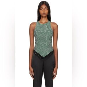 GANNI Green Floral Jacquard Tank Top in Size 32